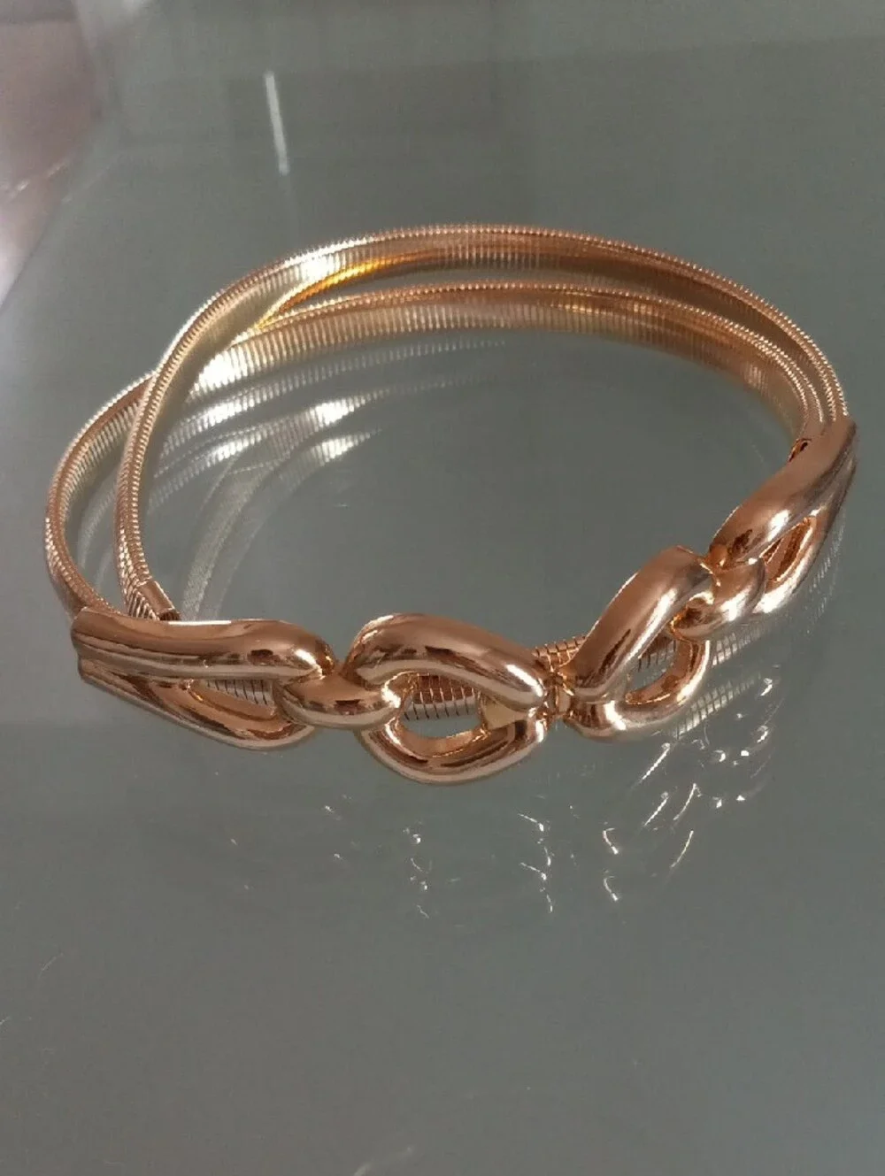 Vintage Gold Tone Stretch Mesh Belt Chain Link Buckle 31.5